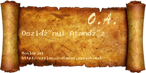 Oszlányi Atanáz névjegykártya